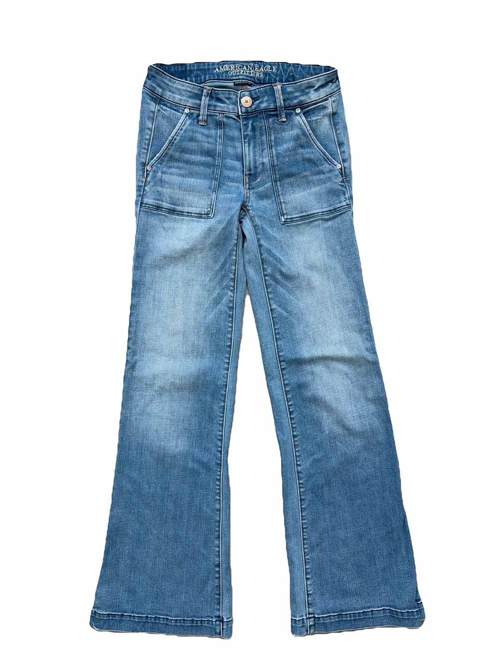 American Eagle A-Line Flare patch-pocket jeans
